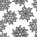 Abstract black and white background. Vector illustration. Snowflakes seamless pattern. Mandala ornament.