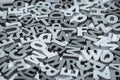 Abstract black and white background of wooden letters of the Latin alphabet