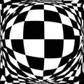 An abstract, black and white checkerboard pattern creates an optical illusion with a Royalty Free Stock Photo