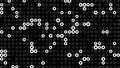 Abstract black and white circular grid pattern with algorithmic symmetry, inspired by AI, coding, and digital technology on a dark