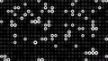 Abstract black and white circular grid pattern with algorithmic symmetry, inspired by AI, coding, and digital technology on a dark