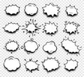 abstract black and white color comics speech balloons icons collection on checkered background, dialogue boxes Royalty Free Stock Photo