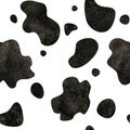 Abstract black and white cow spots seamless pattern background Royalty Free Stock Photo