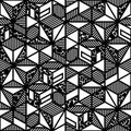 Abstract black and white cube geometric pattern in Royalty Free Stock Photo