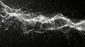 Abstract Black and White Digital Landscape with Light Particles and Interconnected Lines Royalty Free Stock Photo