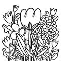 Abstract black and white doodle flowers, vector composition Royalty Free Stock Photo