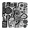 Abstract Black And White Doodle Poster Inspired By Pre-columbian Art