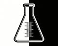 Abstract Black and White Erlenmeyer Flask Science Chemistry Laboratory Experiment Graphic Design AI generated. Royalty Free Stock Photo