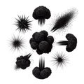 Abstract Black and White Explosions: Dramatic, High-Contrast 3D Render of Stylized Energy Bursts. Royalty Free Stock Photo