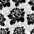 Abstract black and white flowers seamless pattern. Vintage monochrome floral background. buds on a . For the fabric design, wall Royalty Free Stock Photo