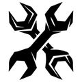 Abstract black and white geometric design resembling crossed wrenches Vector, illustration Royalty Free Stock Photo