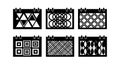 Abstract black and white geometric pattern calendar icons vector set with various shapes and designs Royalty Free Stock Photo