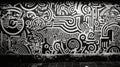 Abstract Black and White Graffiti Pattern on Wall for Urban Art Lovers.