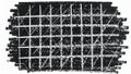 Abstract black and white grid pattern with hand-drawn lines on white background. Royalty Free Stock Photo