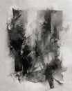 Abstract black and white grunge textured brush strokes on a canvas background Royalty Free Stock Photo