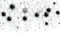 Abstract Black and White Hexagonal Pattern with Ink Splash Effects and Geometric Lines Royalty Free Stock Photo