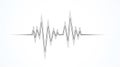 Abstract black and white illustration depicting stylized line pattern of jagged sharp peaks and valleys representing pulse or Royalty Free Stock Photo