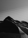 Abstract black and white image with dynamic contrast and fluid shapes. Monochrome composition evokes mystery, depth, and