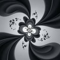 Abstract black and white image featuring a central flower-like Royalty Free Stock Photo