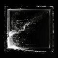 Abstract Black and White Image of Swirling Fluid Inside Square Frame Royalty Free Stock Photo