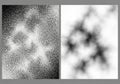 Abstract black and white image with two panels. Left panel features dense, granular texture forming Royalty Free Stock Photo