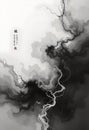Abstract Black And White Ink Flow Inspired By Eastern Aesthetics And Minimal Artistic Expression Royalty Free Stock Photo