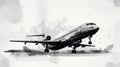 Abstract Black And White Jet Airplane Illustration