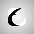 Abstract black and white logo featuring a stylized, curved arrowhead shape. The Royalty Free Stock Photo