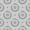 Abstract black and white mandalas vector seamless pattern. Tiled round mandalas background. Geometric repeat deco backdrop. Modern