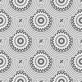 Abstract black and white mandalas vector seamless pattern. Tiled round mandalas background. Geometric repeat deco backdrop. Modern