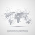 Cloud Computing and Networks Concept with World Map - Global Digital Network Connections, Technology Background, Creative Design Royalty Free Stock Photo