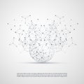 Abstract Cloud Computing and Network Connections Concept Design with Transparent Geometric Mesh, Wireframe Sphere Royalty Free Stock Photo