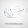 Abstract Cloud Computing and Network Connections Concept Design with Transparent Geometric Mesh, Wireframe Sphere Royalty Free Stock Photo