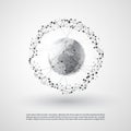 Abstract Cloud Computing and Global Network Connections Concept Design with Transparent Geometric Mesh, Wireframe Sphere Royalty Free Stock Photo