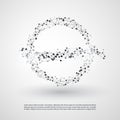 Abstract Cloud Computing and Global Network Connections Concept Design with Transparent Geometric Mesh, Wireframe Ring Royalty Free Stock Photo