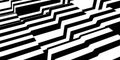 Abstract black and white monochrome random steps striped line art pattern background template plane, optical illusion modern