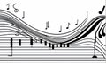 Abstract Black and White Musical Notes Wave Illustration Royalty Free Stock Photo