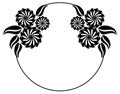 Abstract black and white ornament with decorative flowers. Raster clip art. Royalty Free Stock Photo