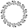 Abstract black and white ornament with decorative flowers. Raster clip art. Royalty Free Stock Photo