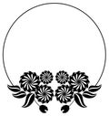 Abstract black and white ornament with decorative flowers. Raster clip art. Royalty Free Stock Photo