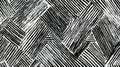 Abstract black and white pattern of rough hand-drawn diagonal lines forming a dynamic geometric texture Royalty Free Stock Photo