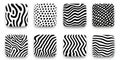 Abstract black white pattern set with wavy lines and dots Royalty Free Stock Photo
