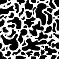 Abstract black-white pattern. The spots are white with black. Leopard and Dalmatian pattern. Seamless vector pattern.