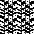 Abstract black and white seamless pattern. Background texture. Irregular geometrical shapes parallelogram, rhomb. Chevron zigzag