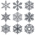 Abstract snowflake shapes vector set Royalty Free Stock Photo