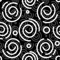 Abstract black and white spiral background. Vector seamless pattern. Simple design. Seamless vector texture. Paper art Royalty Free Stock Photo