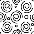 Abstract black and white spiral background. Vector seamless pattern. Simple design. Seamless vector texture. Paper art design. Royalty Free Stock Photo