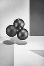 Abstract black and white still-life with balls.