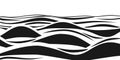 Abstract black and white striped 3d waves. Vector optical illusion. Ocean wave art pattern Royalty Free Stock Photo