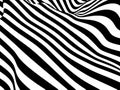 Abstract black and white striped optical illusion three dimensional geometrical shapes Royalty Free Stock Photo